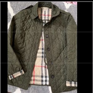 Burberry Olive Quilted Pea Coat